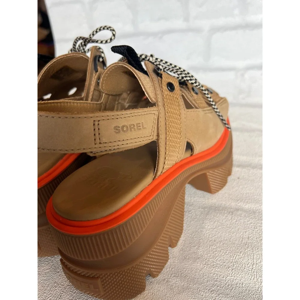 NWOT Sorel Kinetic Rein CB Lace Platform Sandal Tan Orange Womens gorpcore y2k